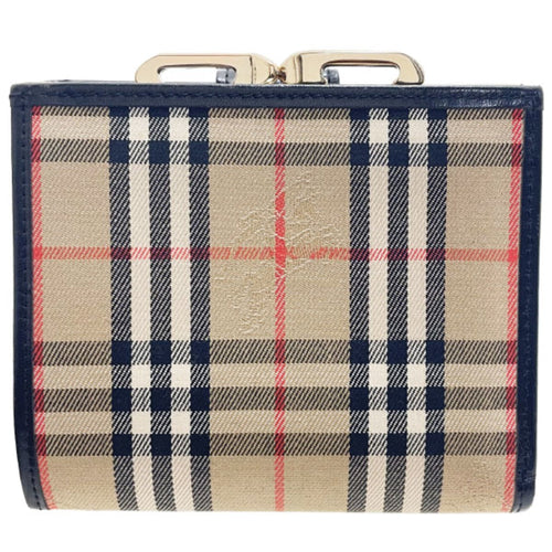Burberry Beige Black Canvas Leather Wallet (Bi-Fold)