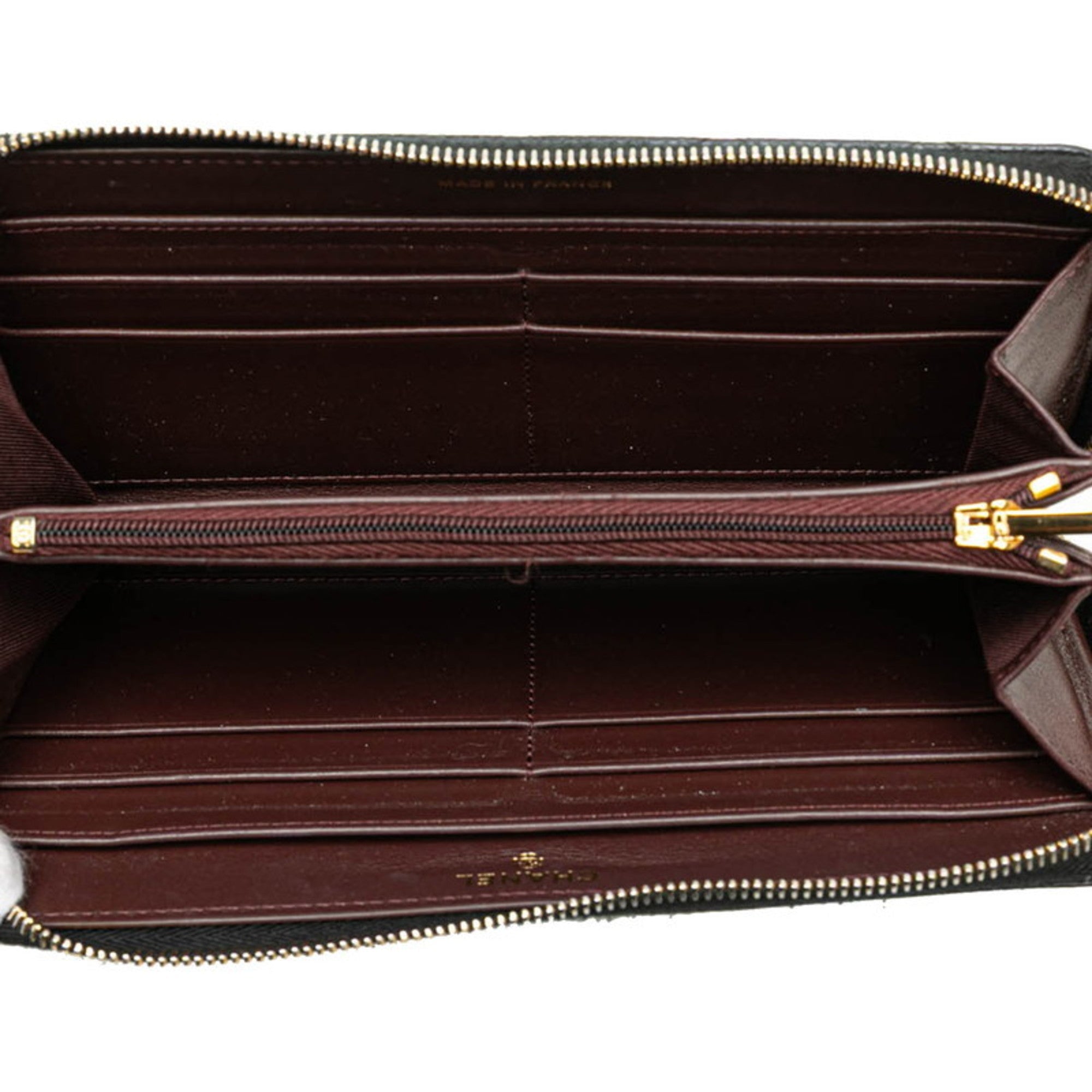 Chanel Black Grained Calfskin Long Wallet (Bi-Fold)