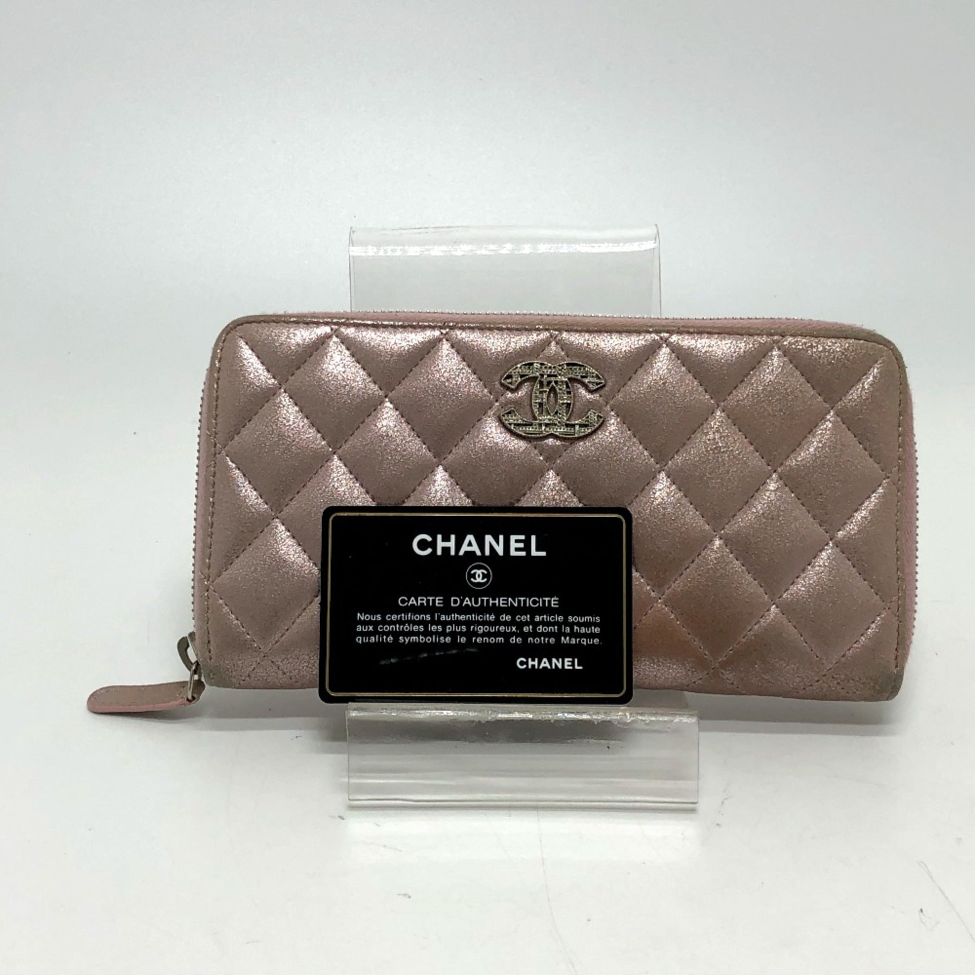 Chanel Pink Leather Long Wallet (Bi-Fold)