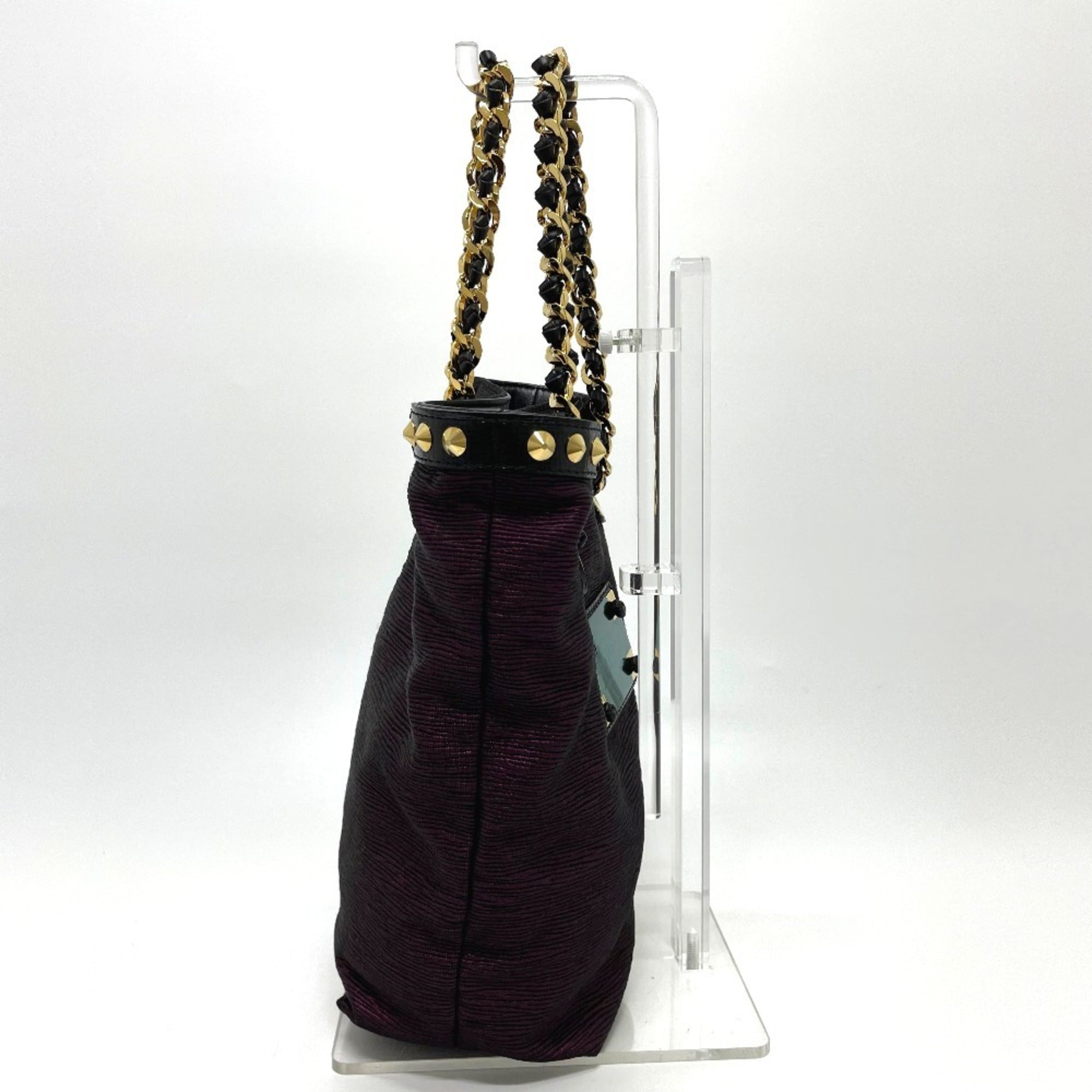 Louis Vuitton Black Purple Canvas Leather Handbag Tote Bag