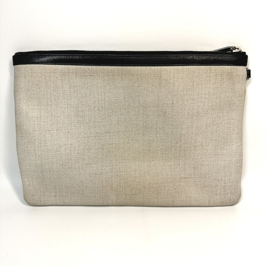 Saint Laurent Black Gray Coated Canvas Leather Clutch Bag Pouch (Pre-Owned)