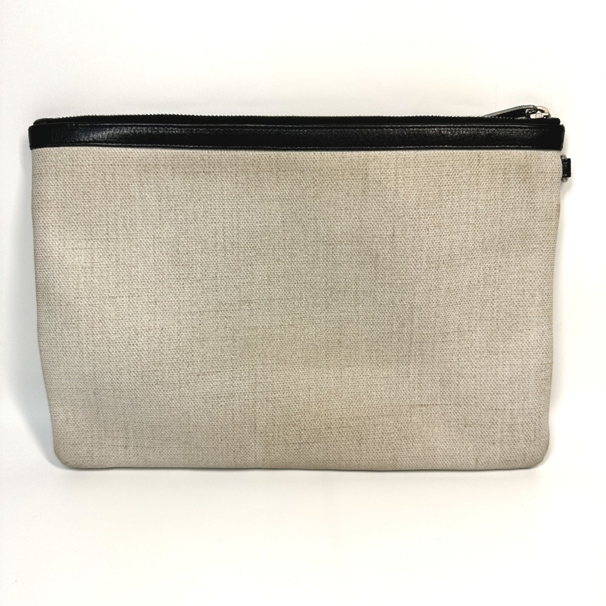 Saint Laurent Black Gray Coated Canvas Leather Clutch Bag Pouch (Pre-Owned)