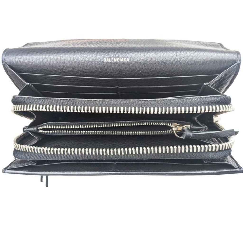 Balenciaga Black Leather Long Wallet (Bi-Fold)