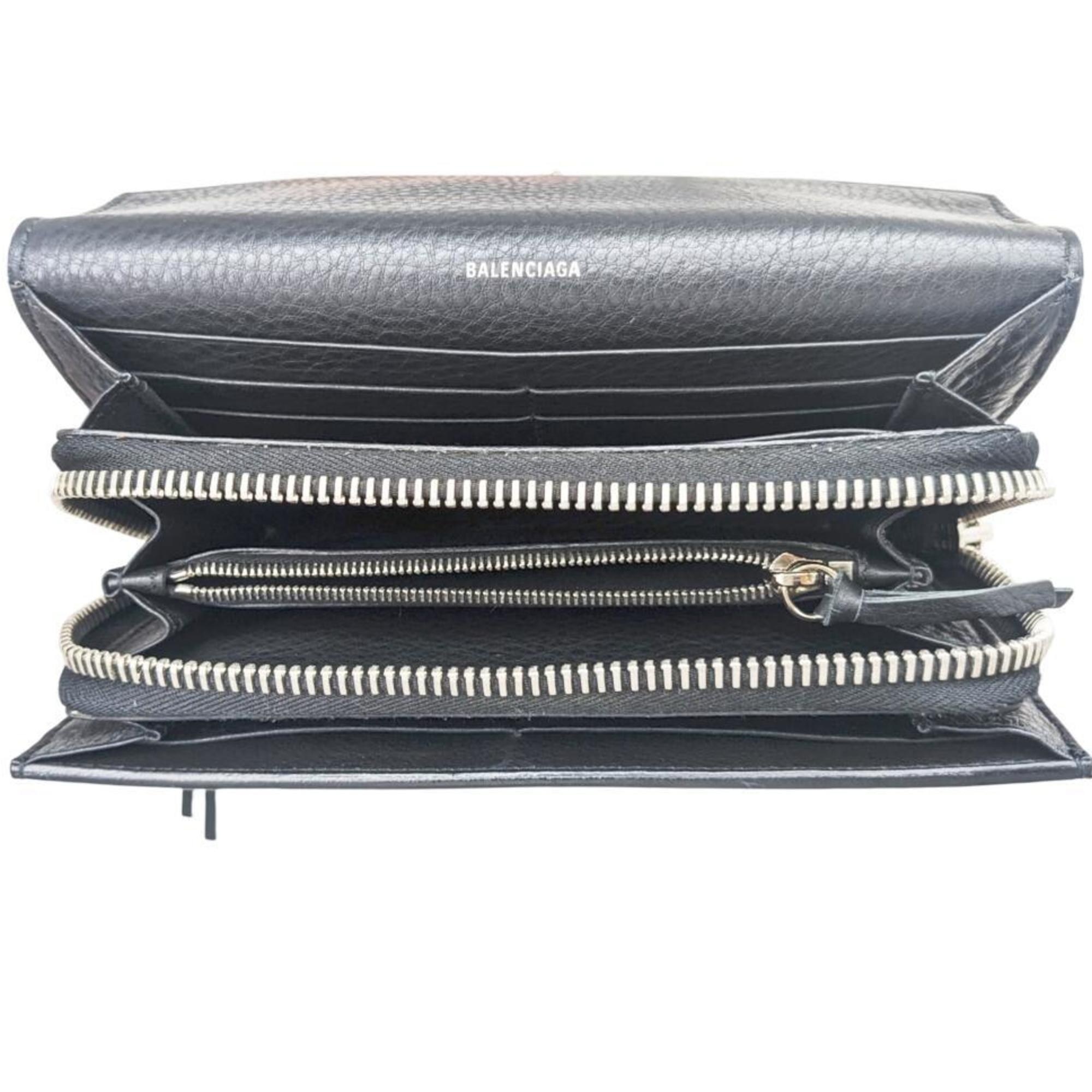 Balenciaga Black Leather Long Wallet (Bi-Fold)