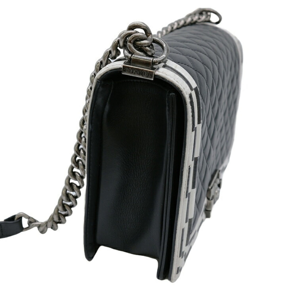 Chanel Boy Chanel Black White Leather Shoulder Bag