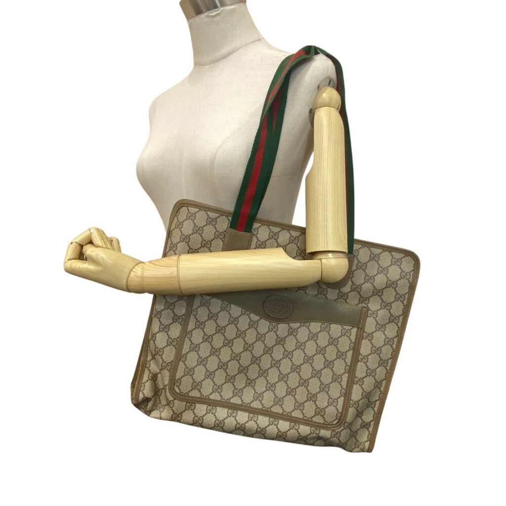Gucci Sherry Line Beige Pvc Tote Bag (Pre-Owned)