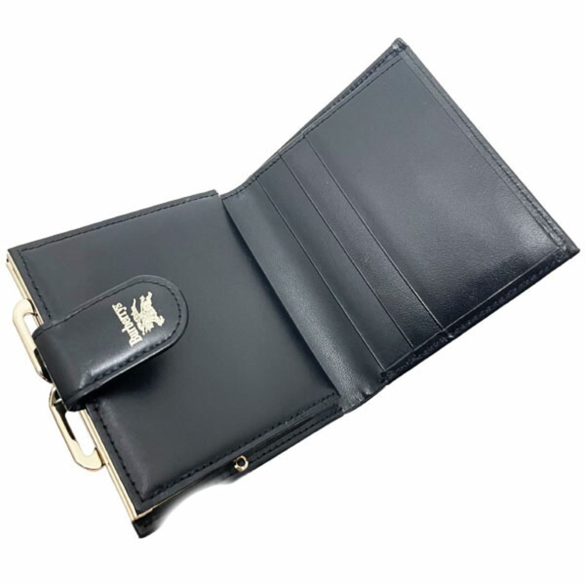 Burberry Beige Black Canvas Leather Wallet (Bi-Fold)