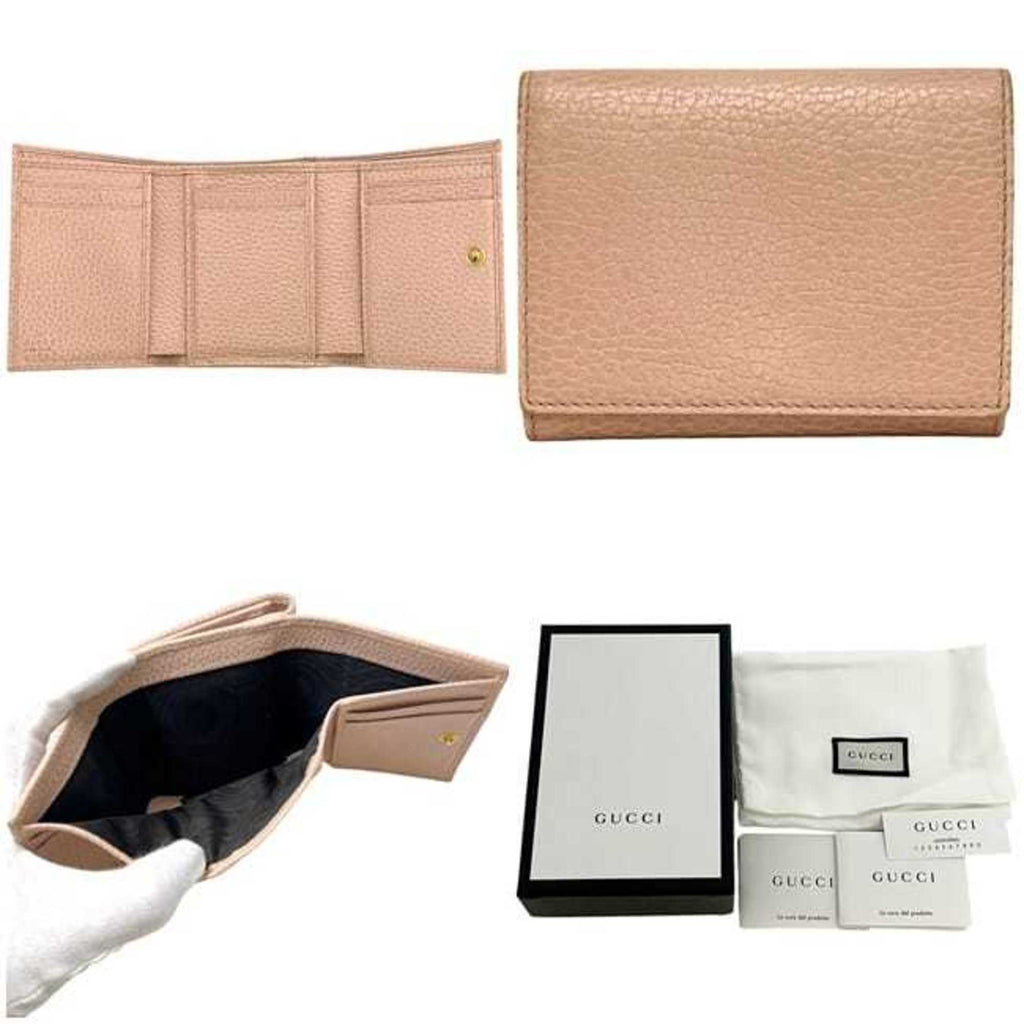 Gucci Pink Beige Leather Wallet (Tri-Fold) (Pre-Owned)