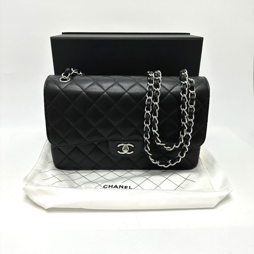 Chanel Black Grained Calfskin Shoulder Bag