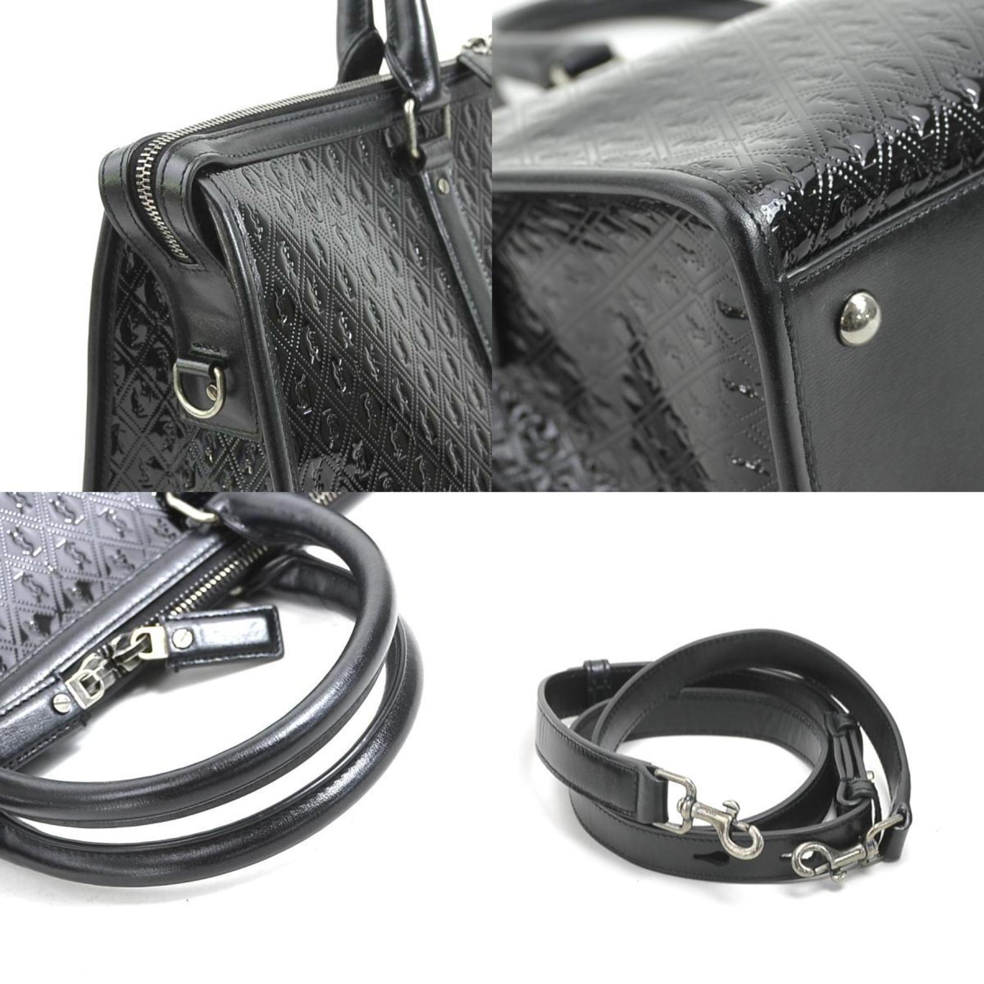 Saint Laurent Black Patent Leather Boston Bag Handbag (Pre-Owned)