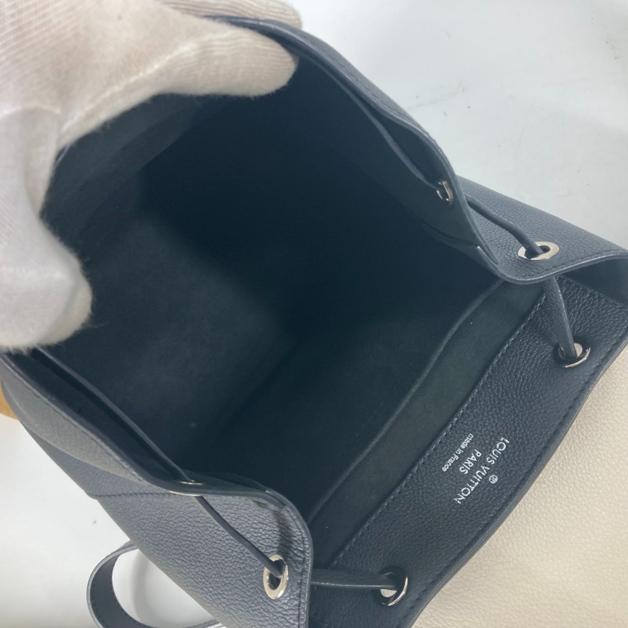 Louis Vuitton Black White Leather Backpack