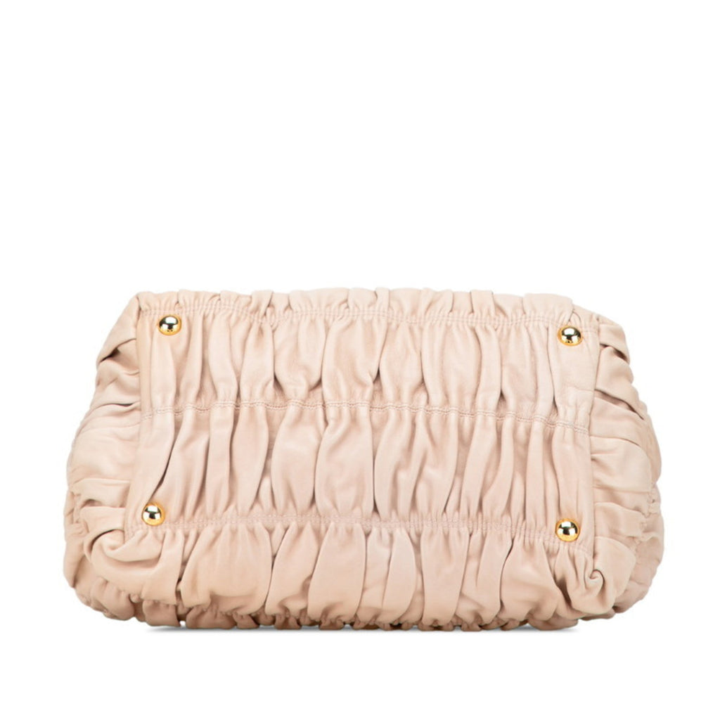 Prada Beige Pink Beige Leather Shoulder Bag Tote Bag