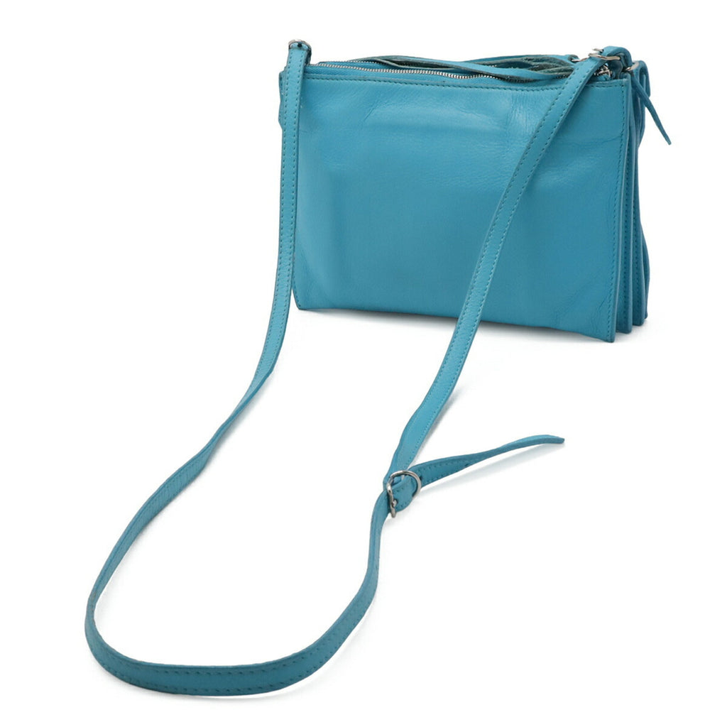 Balenciaga Paper Turquoise Leather Clutch Bag Pochette Shoulder