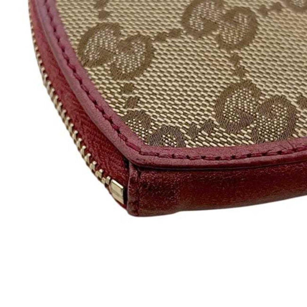 Gucci Beige Bordeaux Gg Canvas Leather Coin Purse/Coin Case (Pre-Owned)
