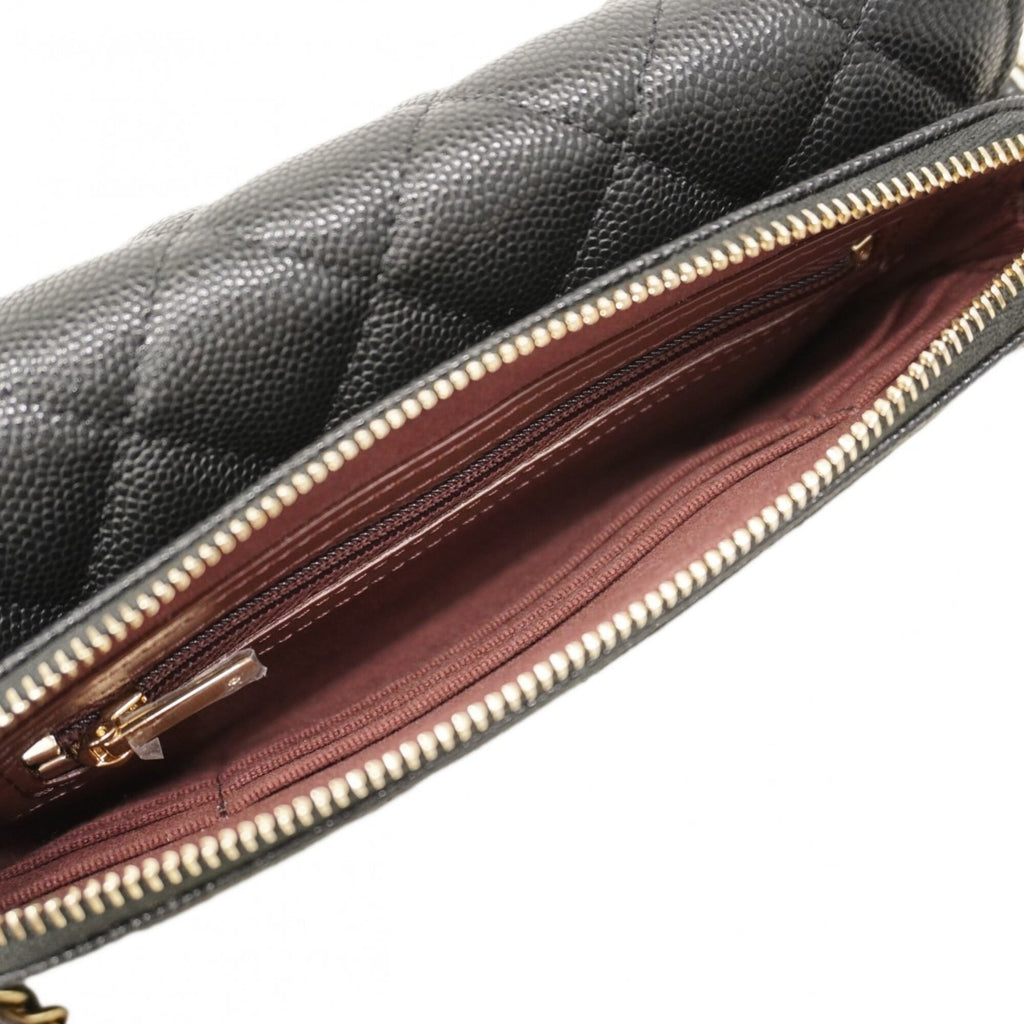 Chanel Black Grained Calfskin Shoulder Bag