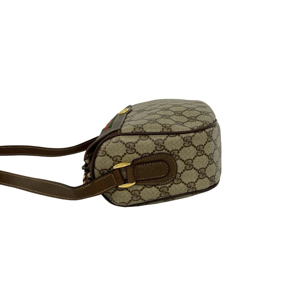Gucci Brown Green Red Color Leather Pvc Shoulder Bag (Pre-Owned)