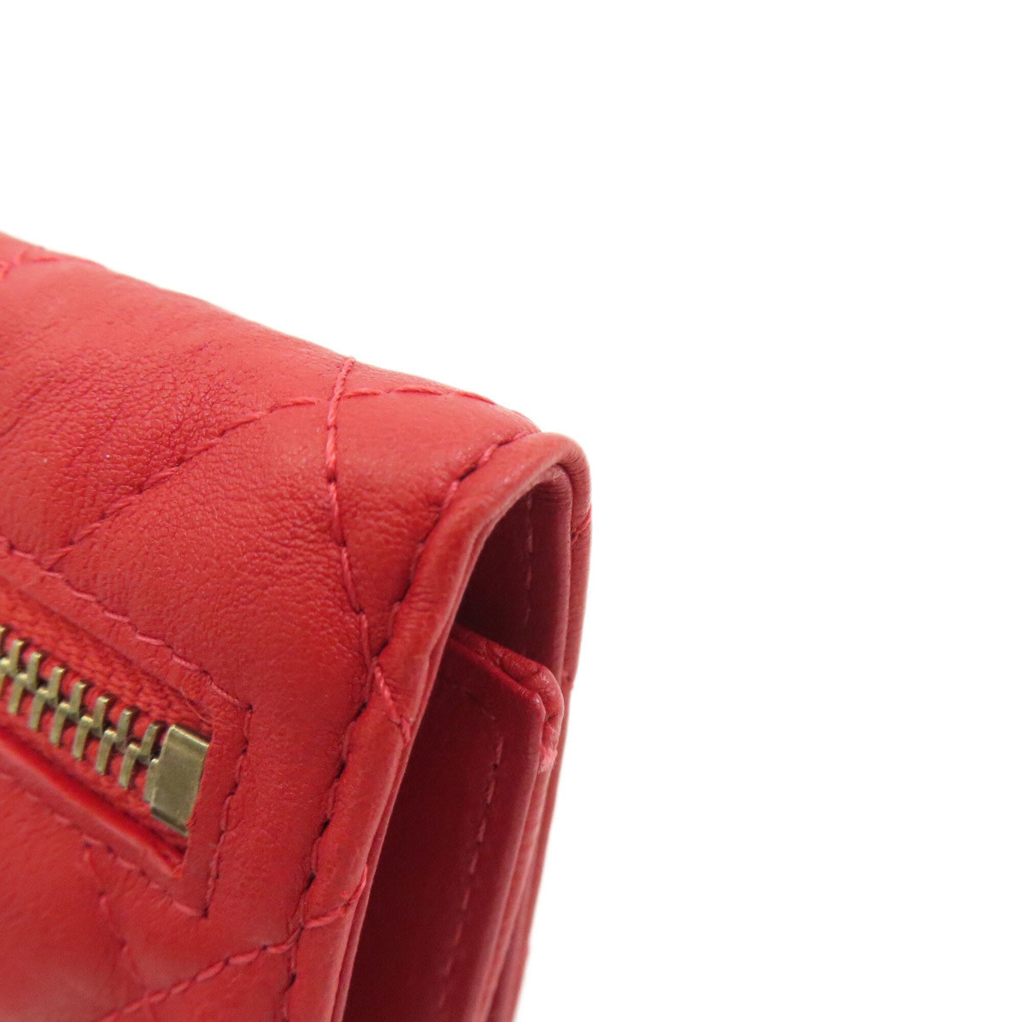 Chanel Red Color Leather Wallet (Bi-Fold)