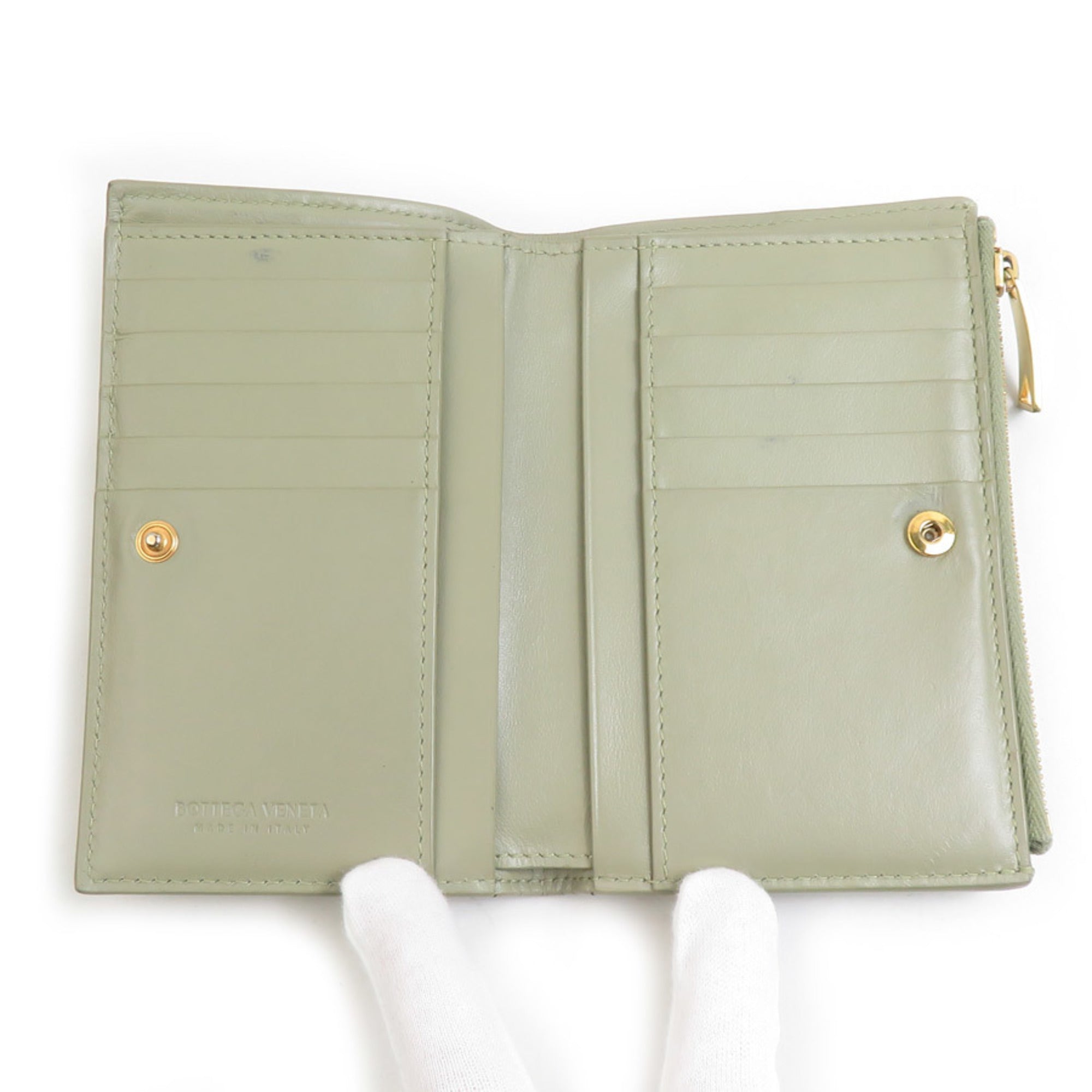 Bottega Veneta Green Leather Wallet (Bi-Fold)