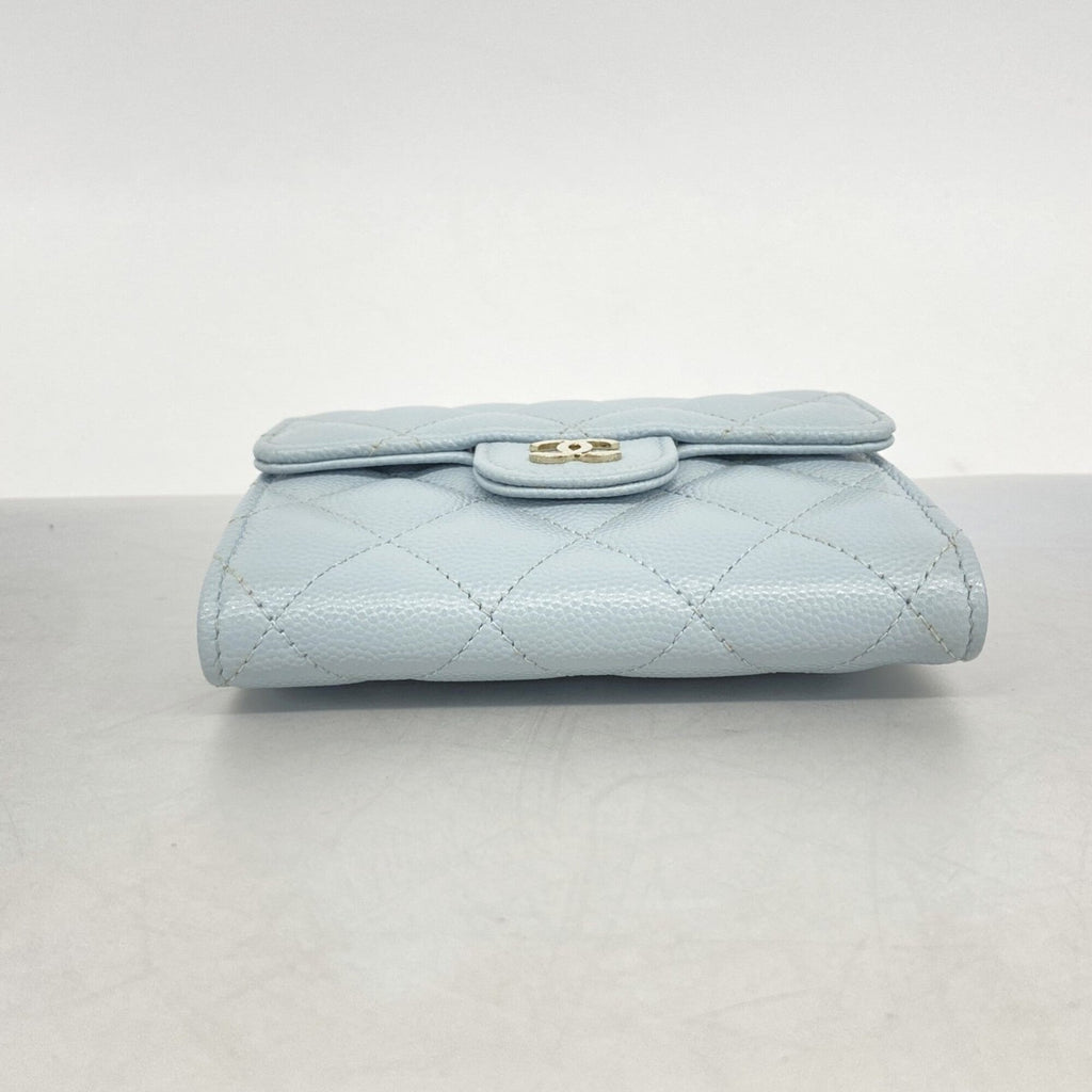Chanel Light Blue Grained Calfskin Wallet (Tri-Fold)