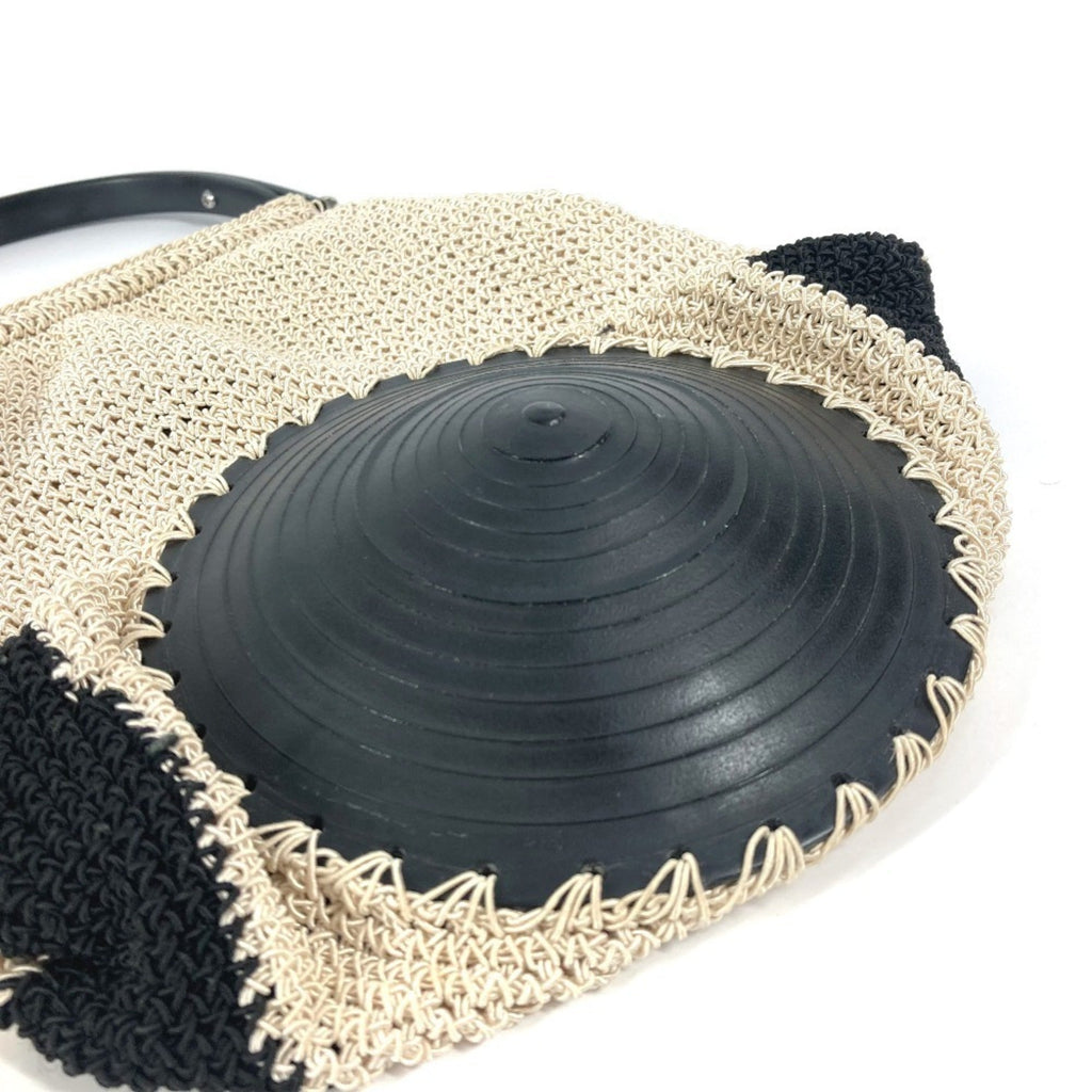 Chanel Beige Black Mesh Handbag
