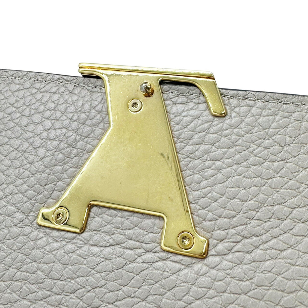 Louis Vuitton Beige Grayish Leather Long Wallet