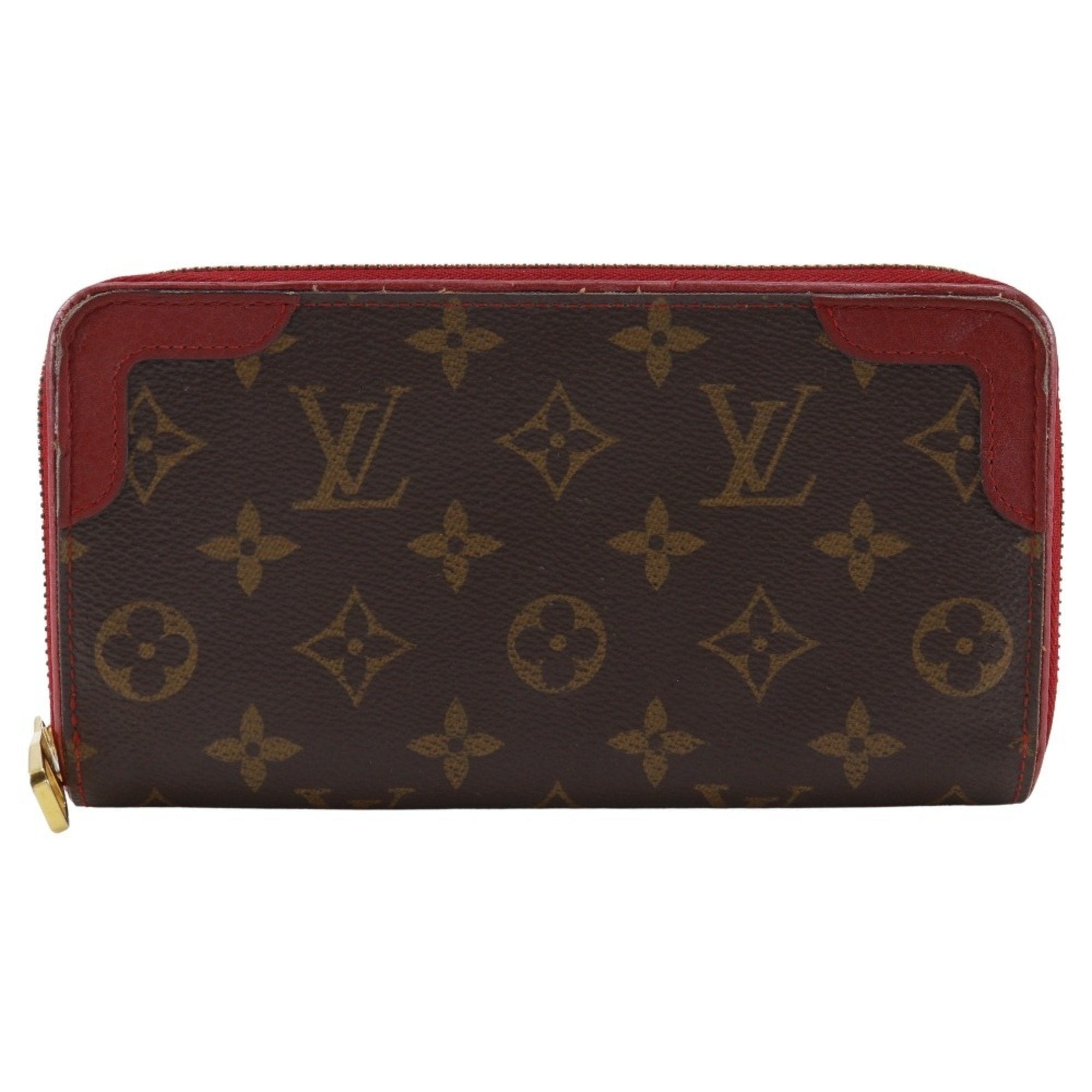 Louis Vuitton Monogram Brown Cerise Red Color Monogram Long Wallet