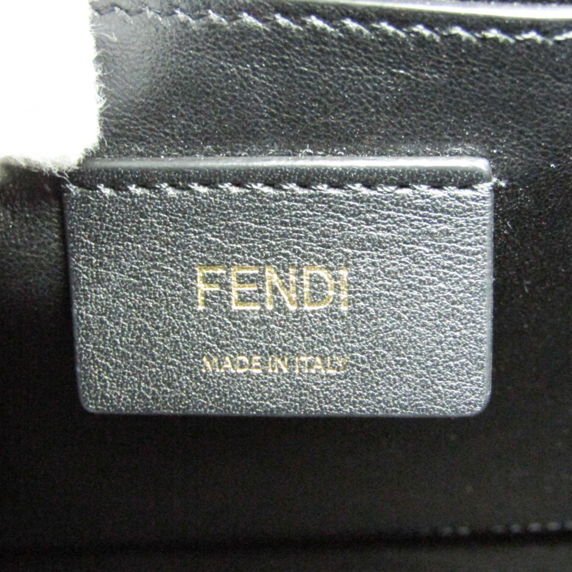 Fendi Black Light Beige Light Pink Leather Handbag Shoulder Bag