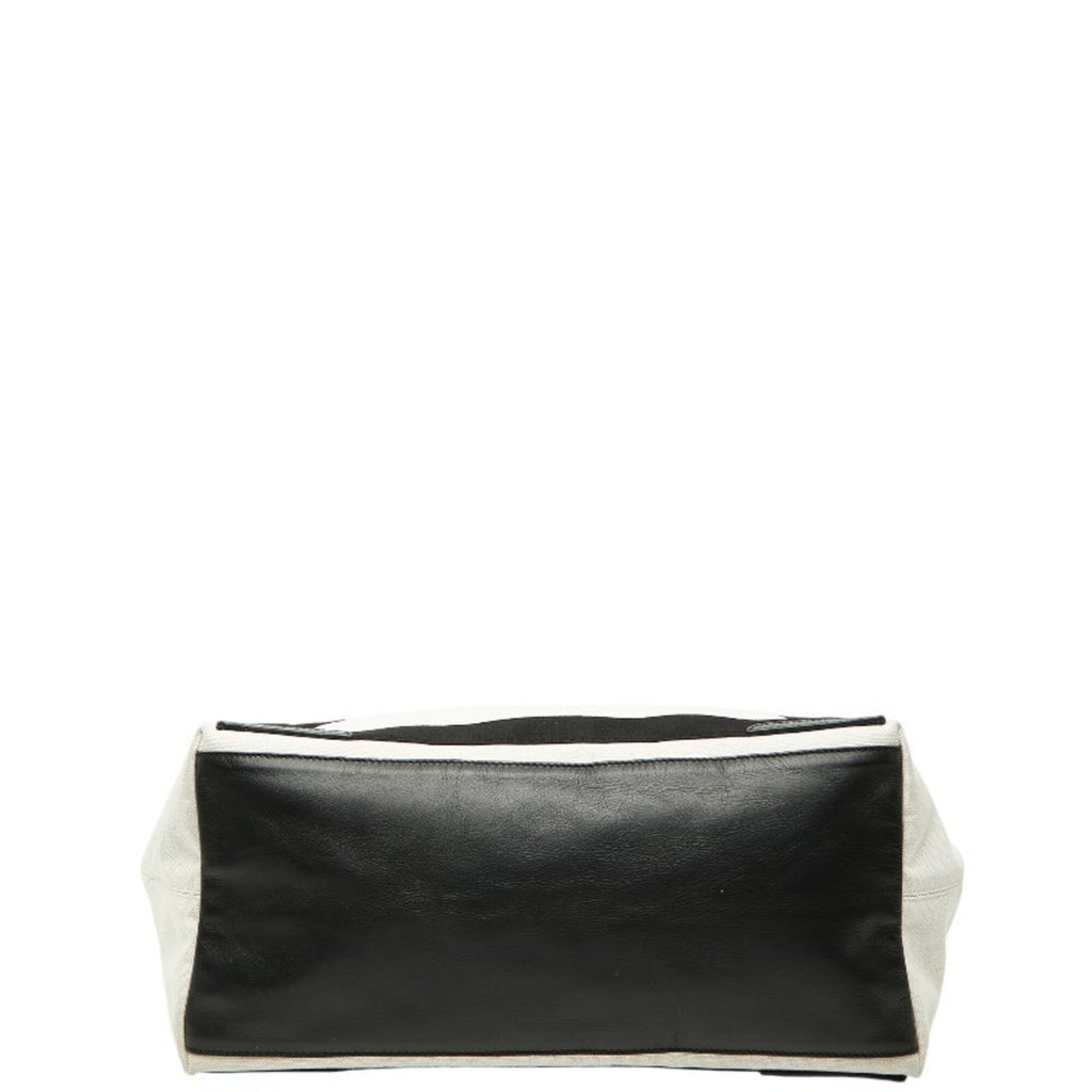 Balenciaga Black White Canvas Leather Handbag Tote