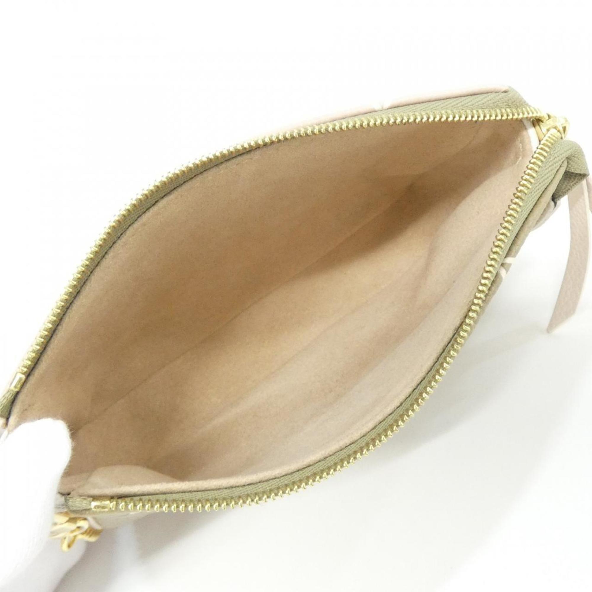Louis Vuitton Beige Khaki Leather Pochette Pouch