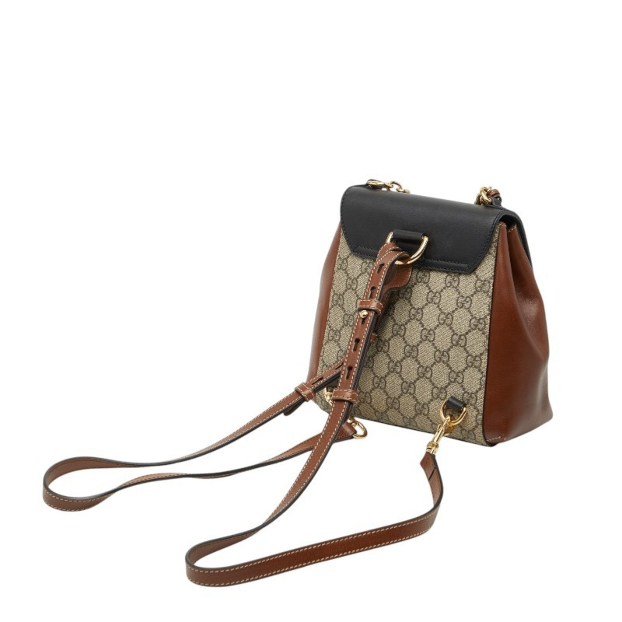 Gucci Beige Multi-Color Gg Supreme Pvc Leather Backpack (Pre-Owned)