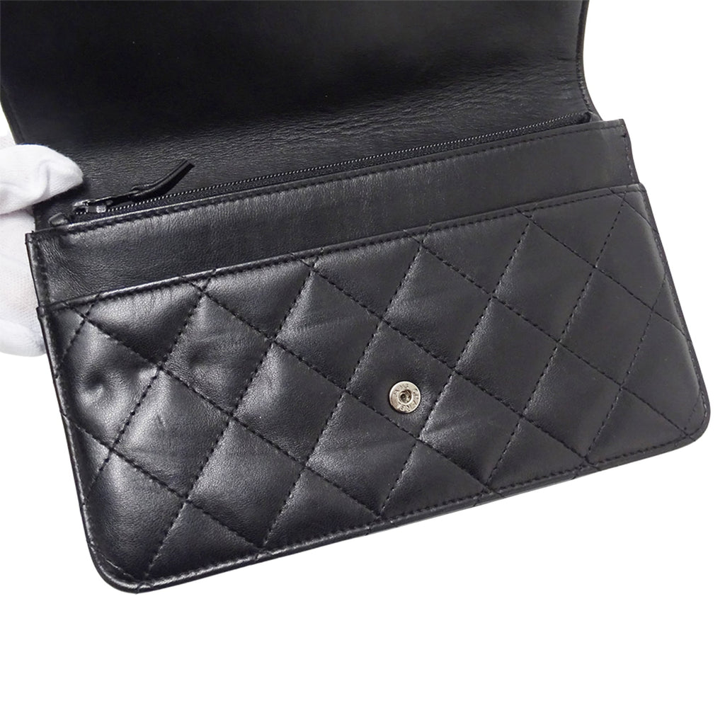 Chanel Black Leather Long Wallet (Bi-Fold)
