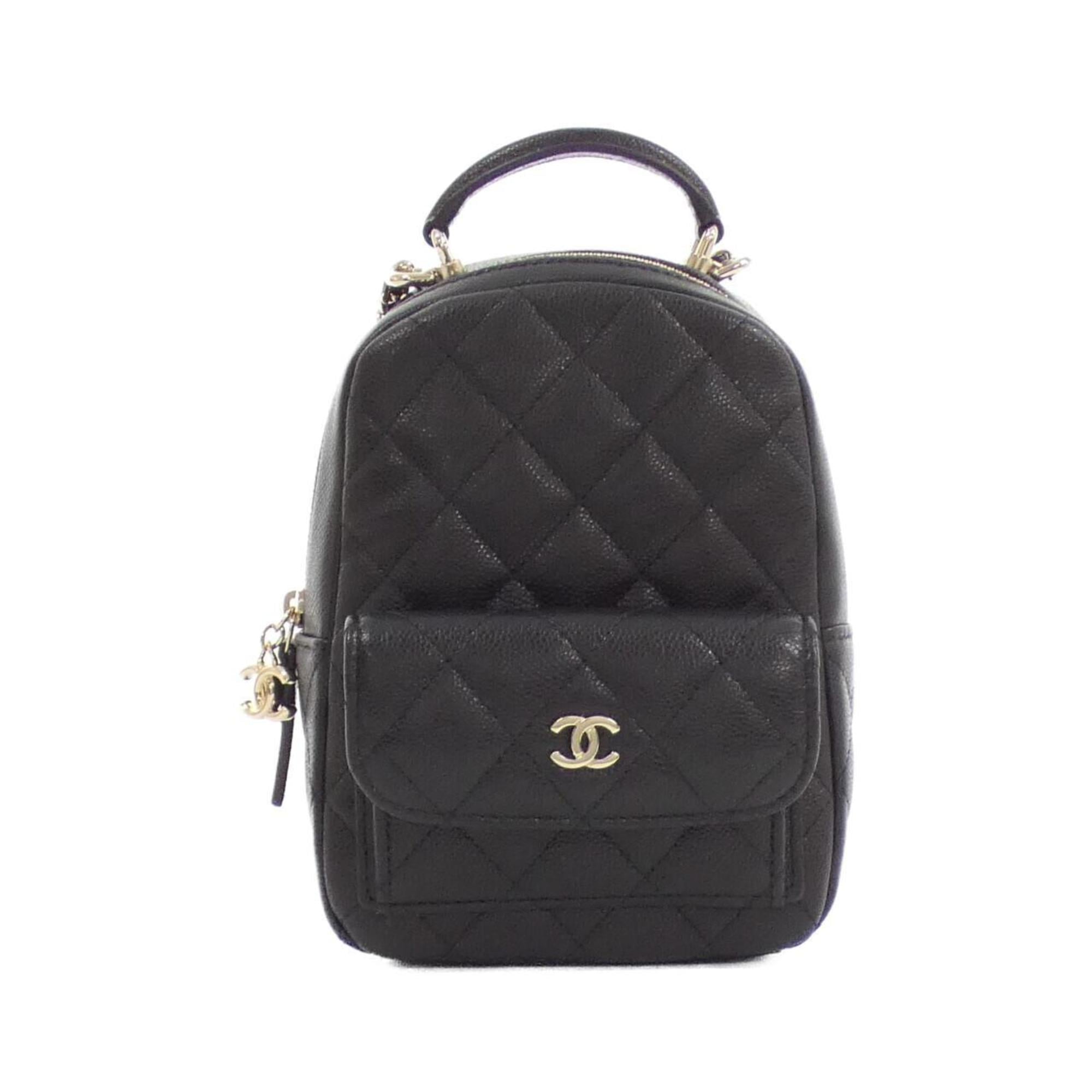 Chanel Black Grained Calfskin Backpack