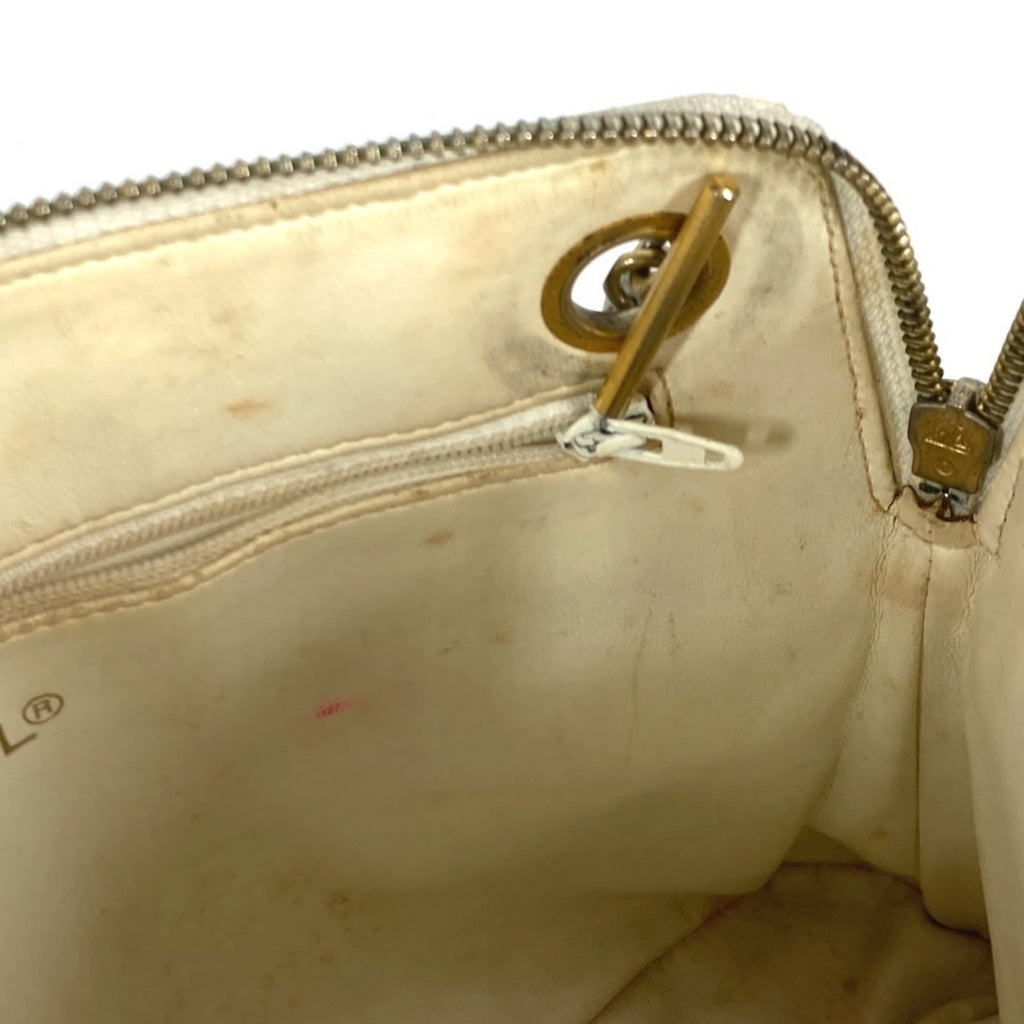 Chanel White Leather Shoulder Bag