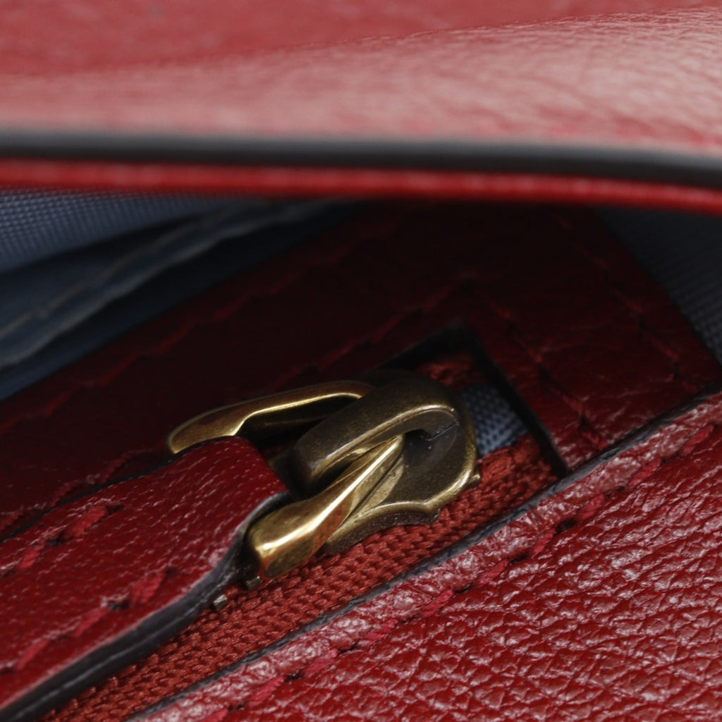 Gucci Black Red Color Leather Shoulder Bag (Pre-Owned)
