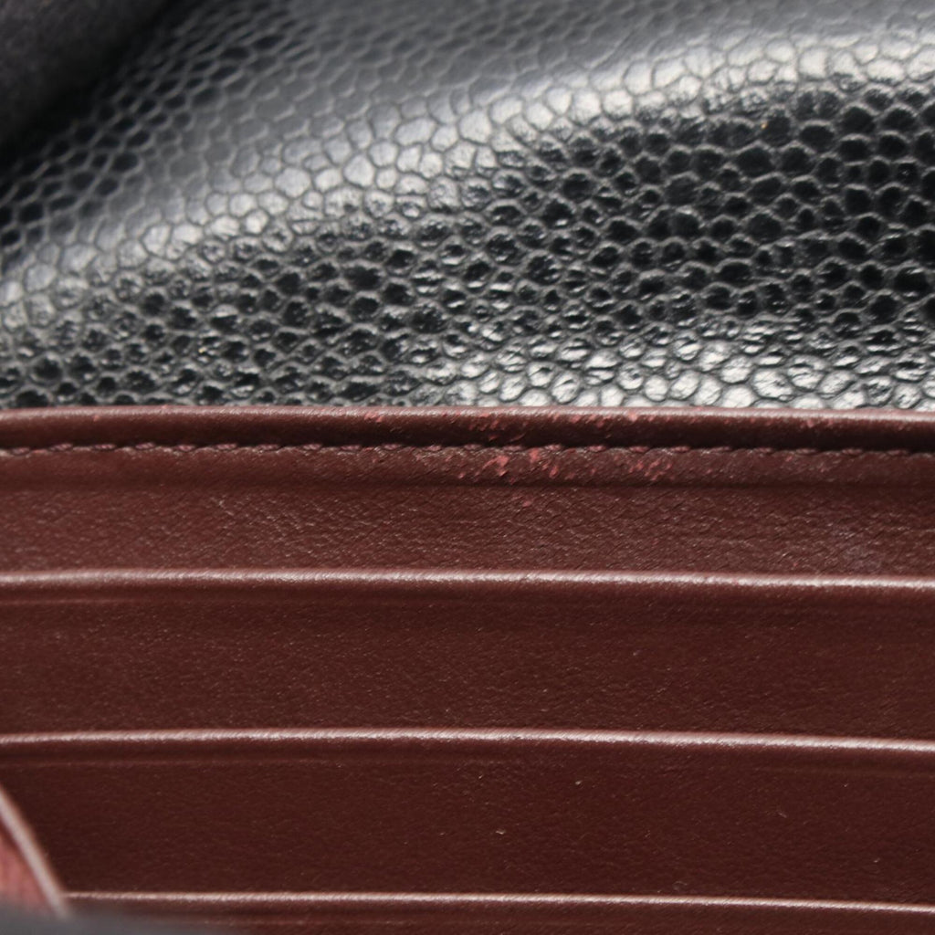 Chanel Black Grained Calfskin Long Wallet (Bi-Fold)