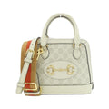 Gucci Horsebit Beige White Gg Supreme Handbag (Pre-Owned)