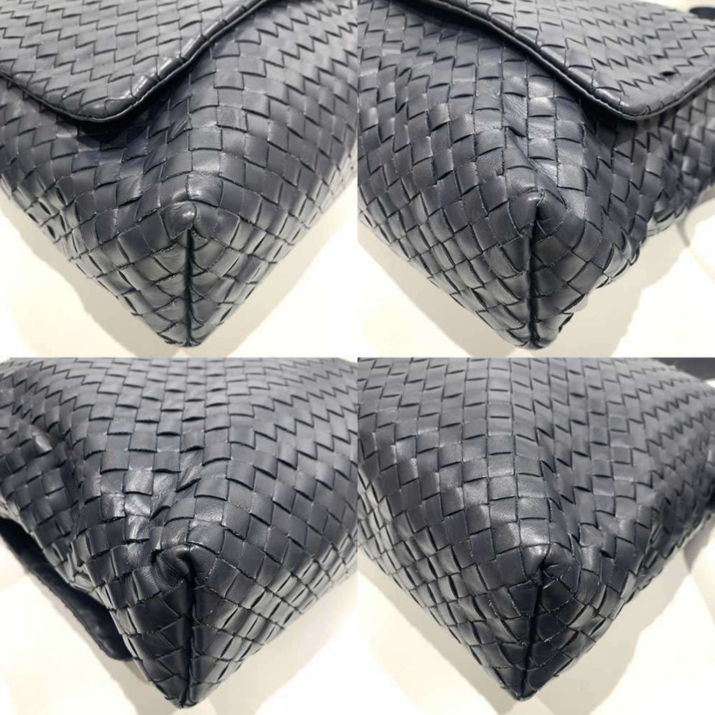 Bottega Veneta Intrecciato Navy Leather Messenger Bag
