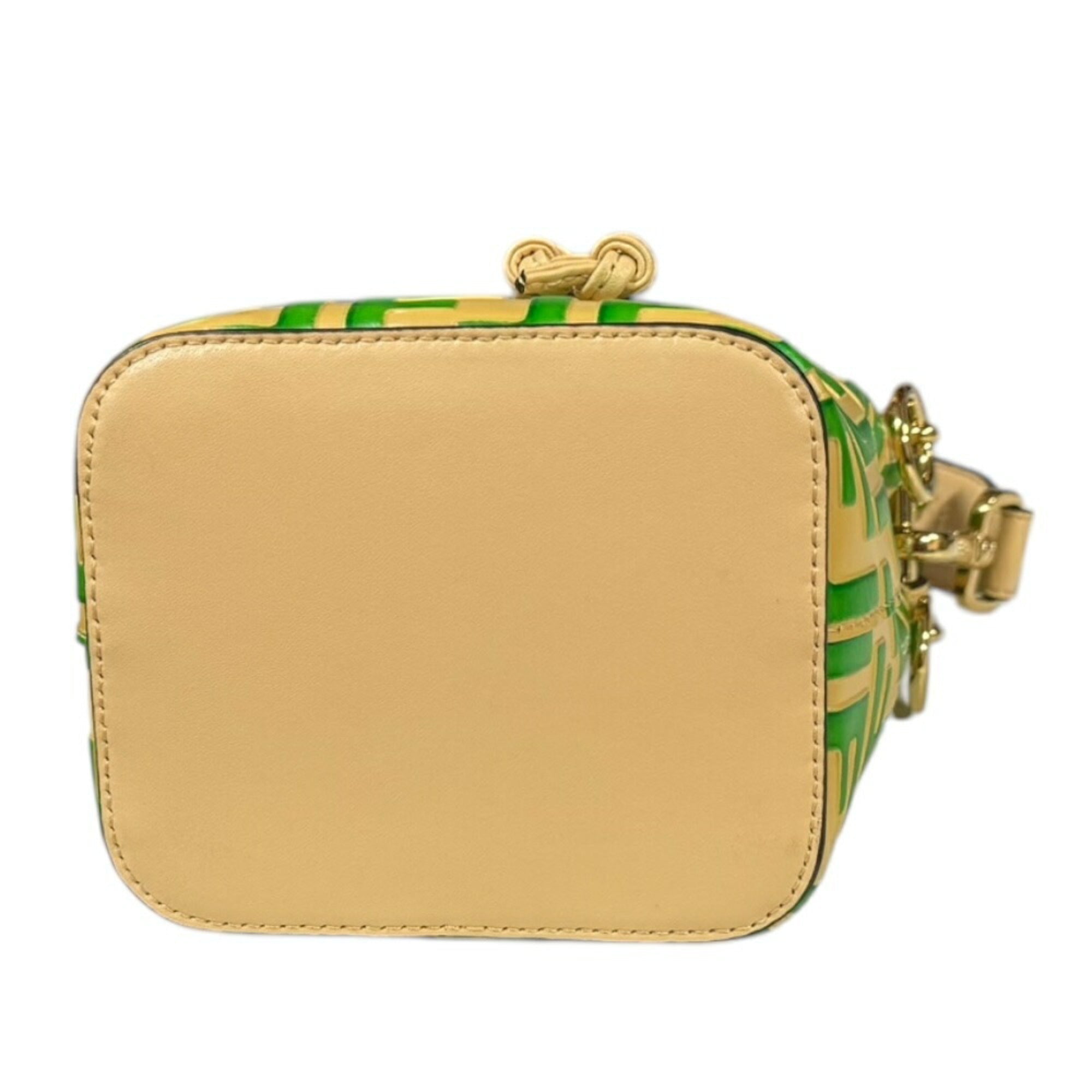 Fendi Beige Green Leather Shoulder Bag