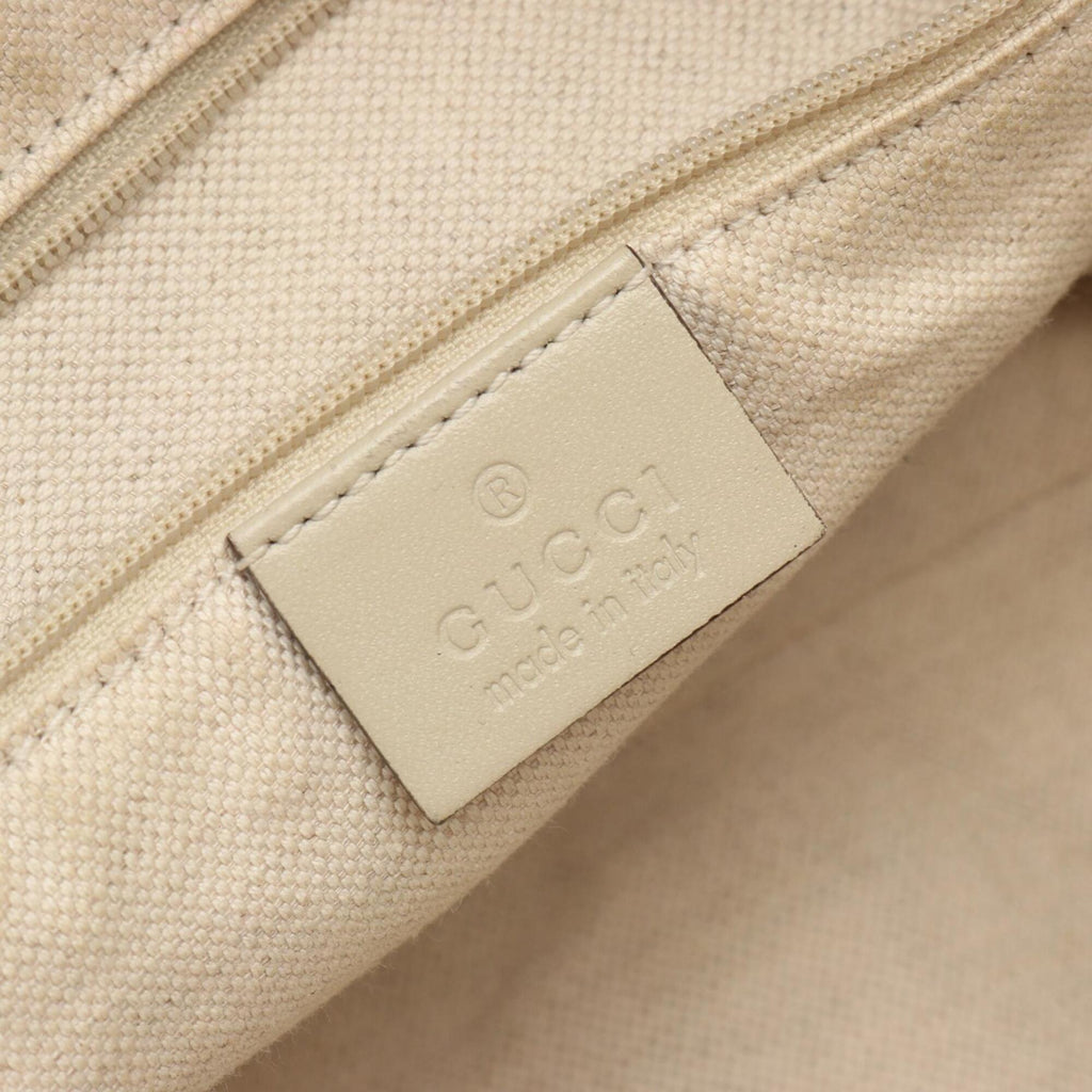 Gucci Beige Ivory Gg Canvas Leather Handbag (Pre-Owned)