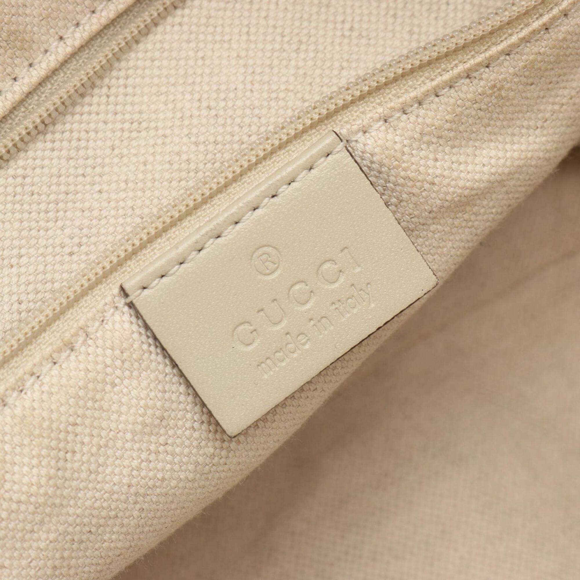Gucci Beige Ivory Gg Canvas Leather Handbag (Pre-Owned)
