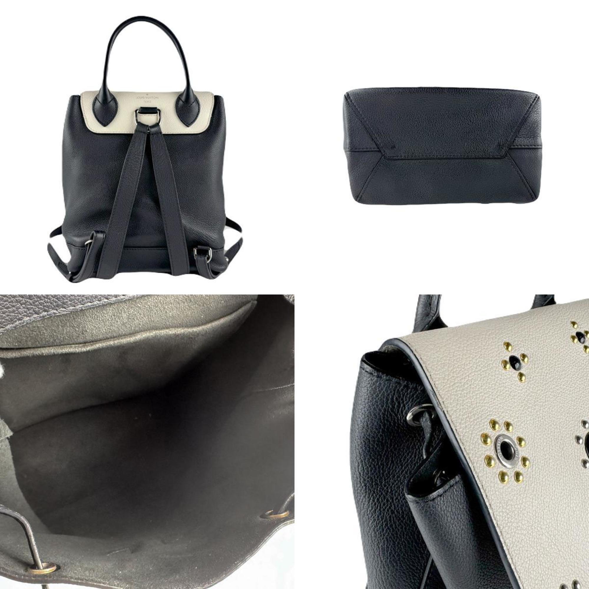 Louis Vuitton Black Off-White Leather Backpack