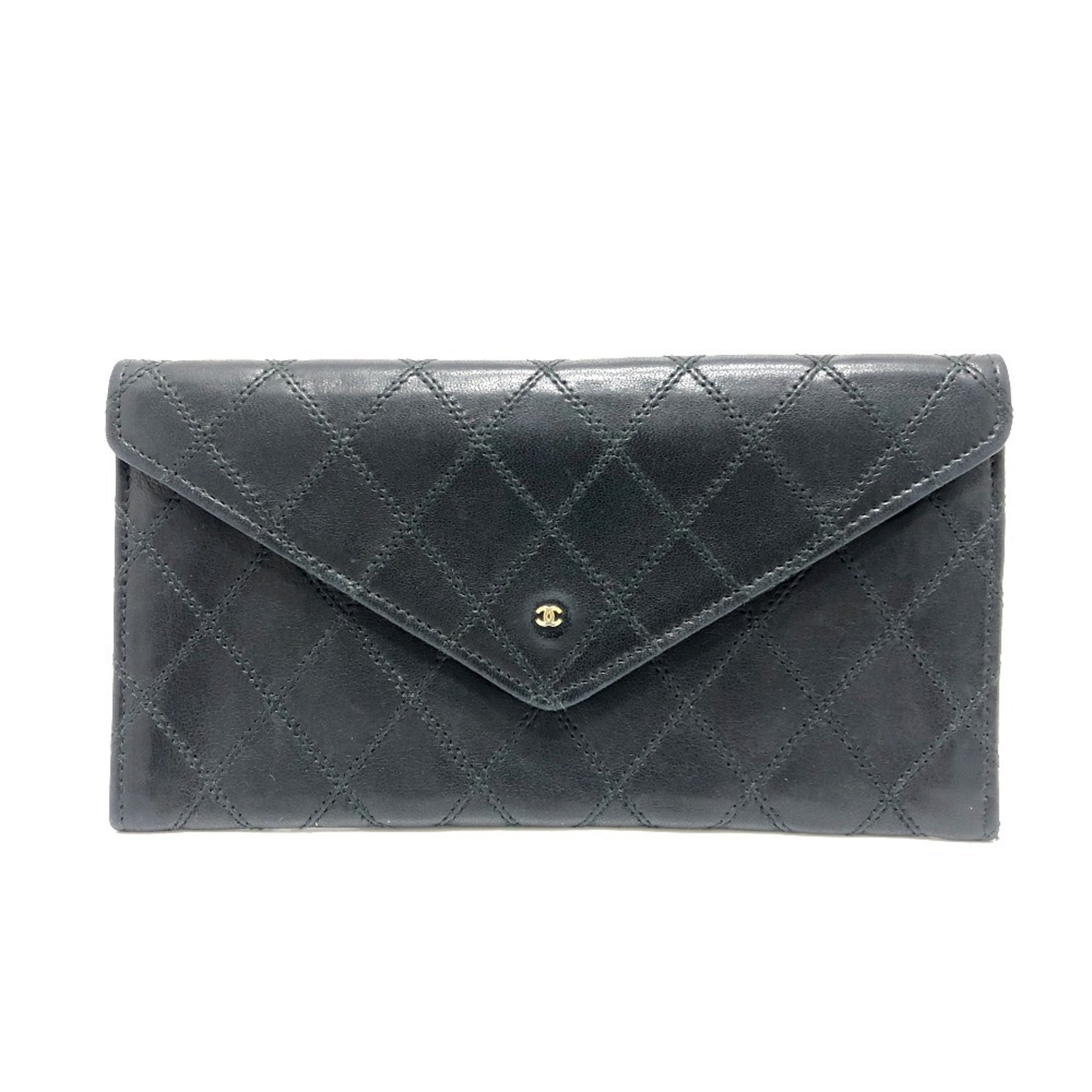 Chanel Black Leather Long Wallet (Bi-Fold)