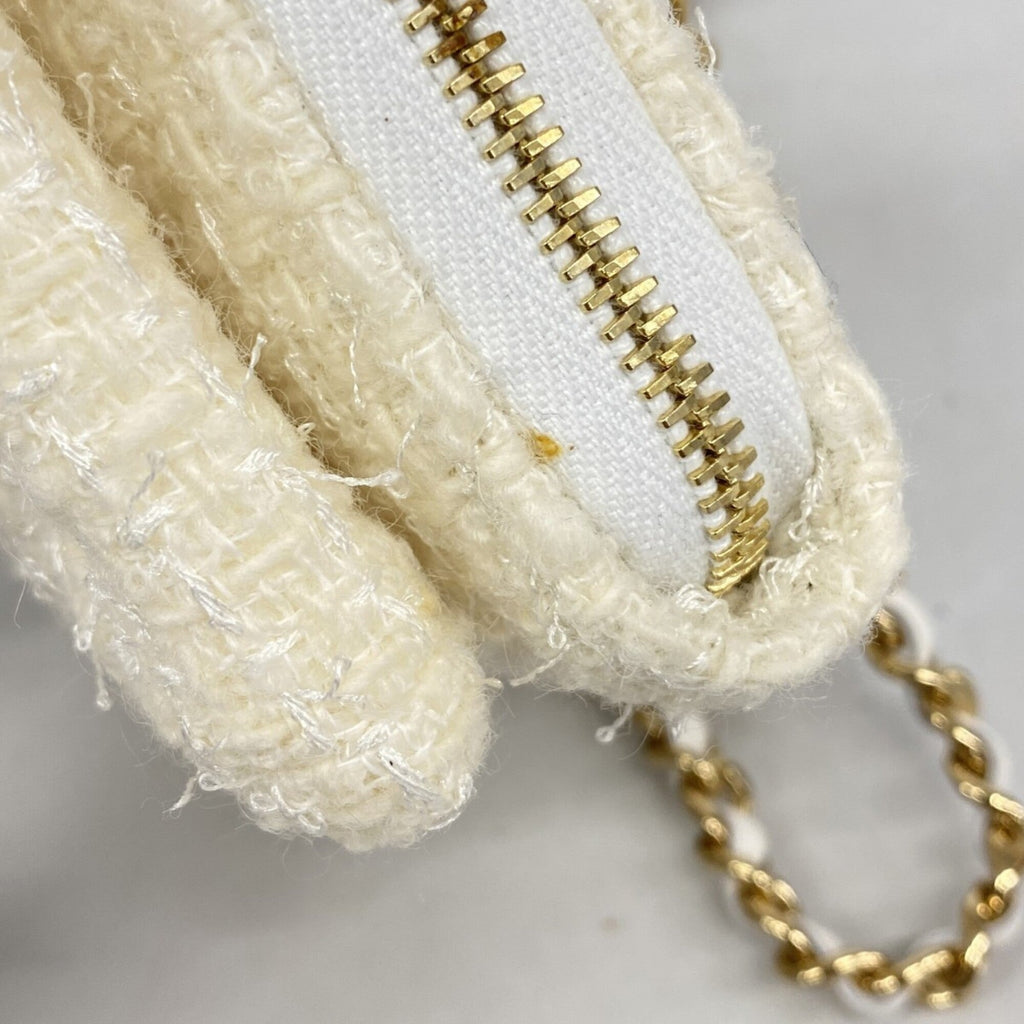 Chanel Ivory Tweed Chain/Shoulder Wallet