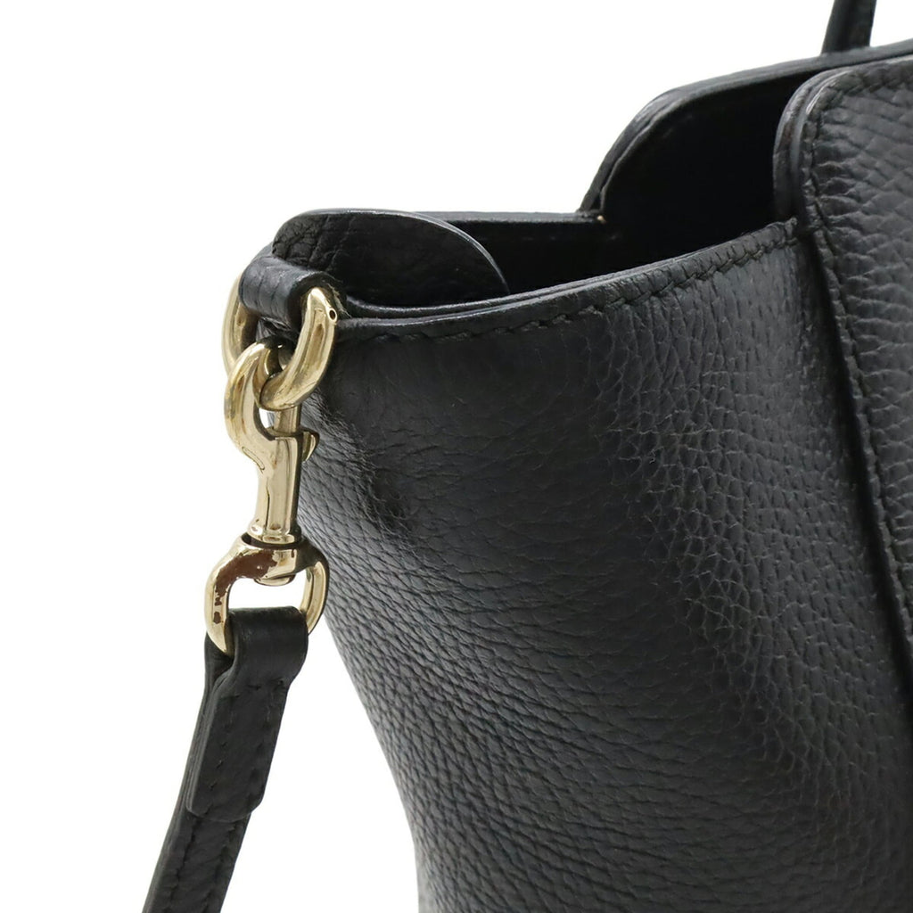 Gucci Black Leather Shoulder Bag Tote Bag (Pre-Owned)