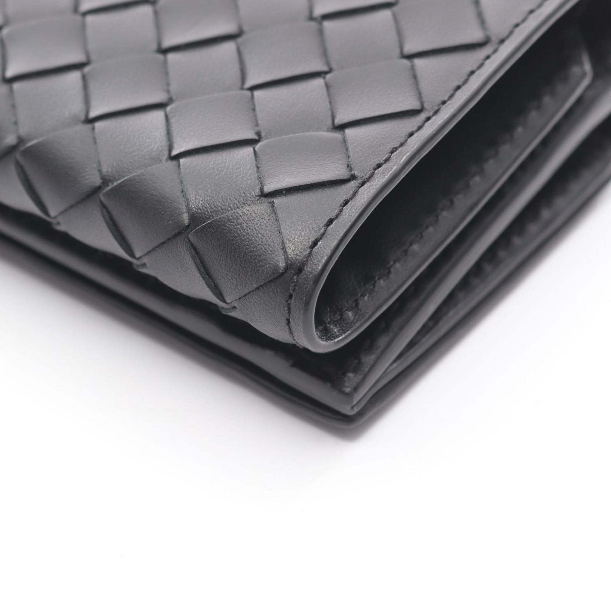 Bottega Veneta Black Intrecciato Wallet (Tri-Fold)