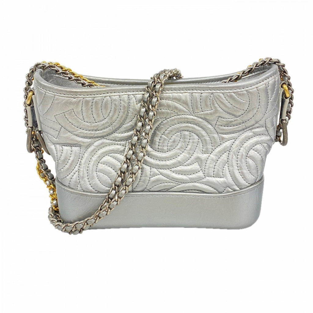 Chanel Silver Leather Shoulder Bag