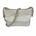 Chanel Silver Leather Shoulder Bag