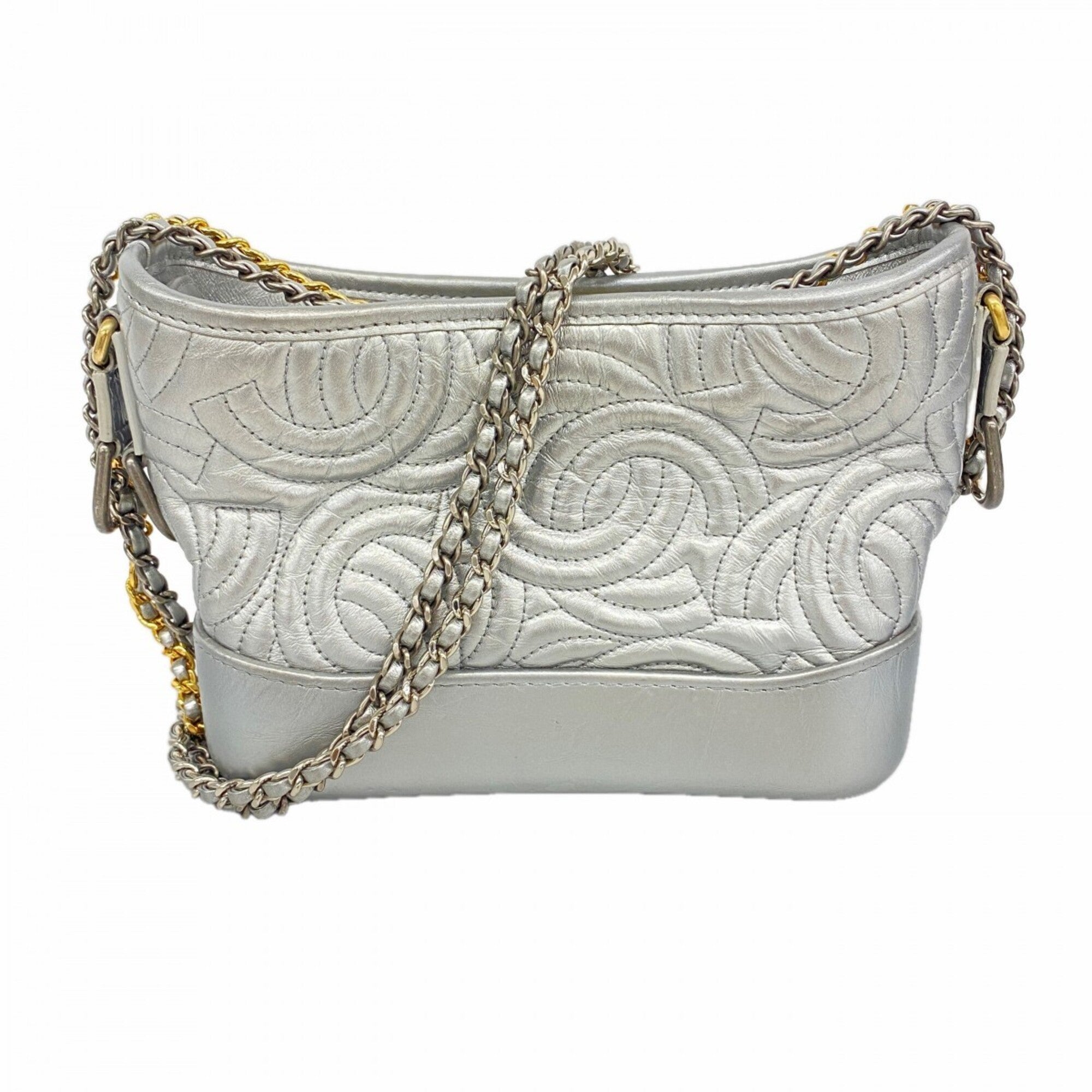 Chanel Silver Leather Shoulder Bag