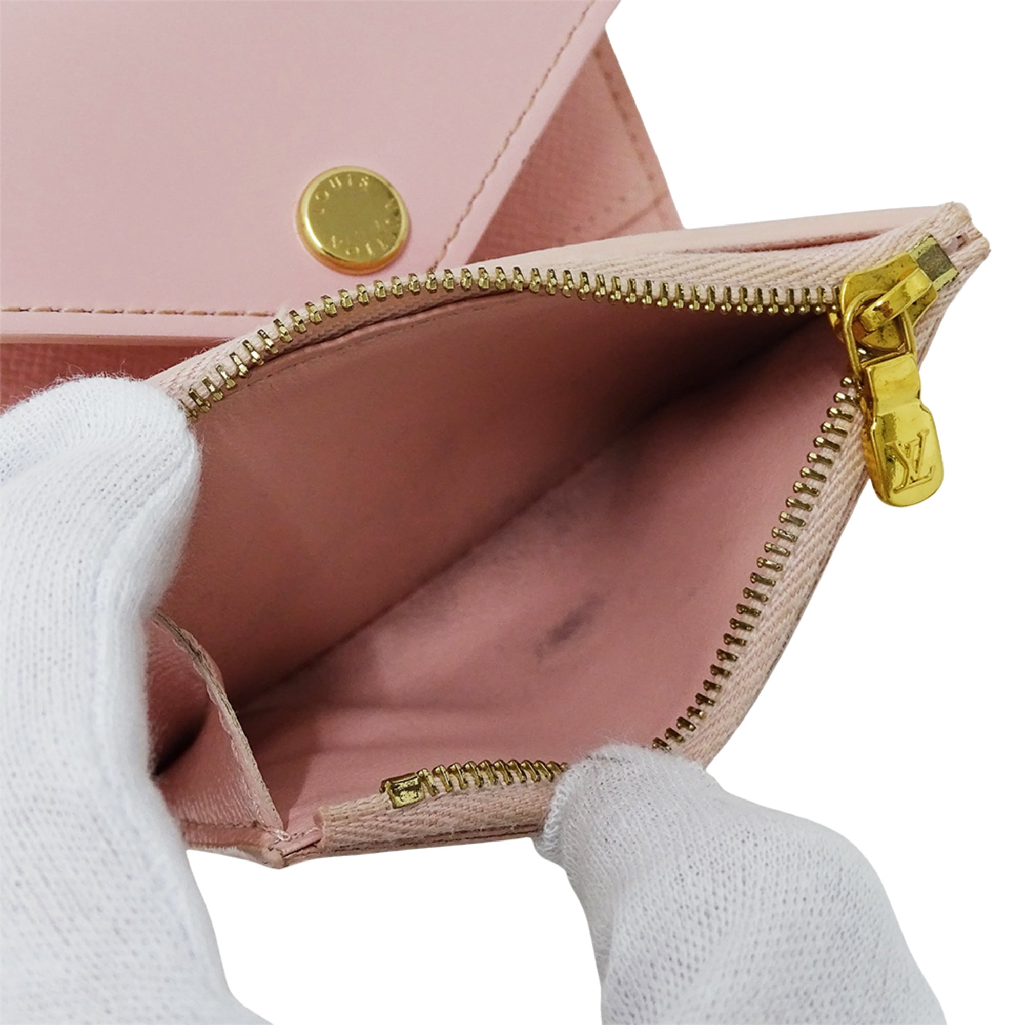 Louis Vuitton Ivory Rose Ballerine Damier Azur Wallet (Tri-Fold)