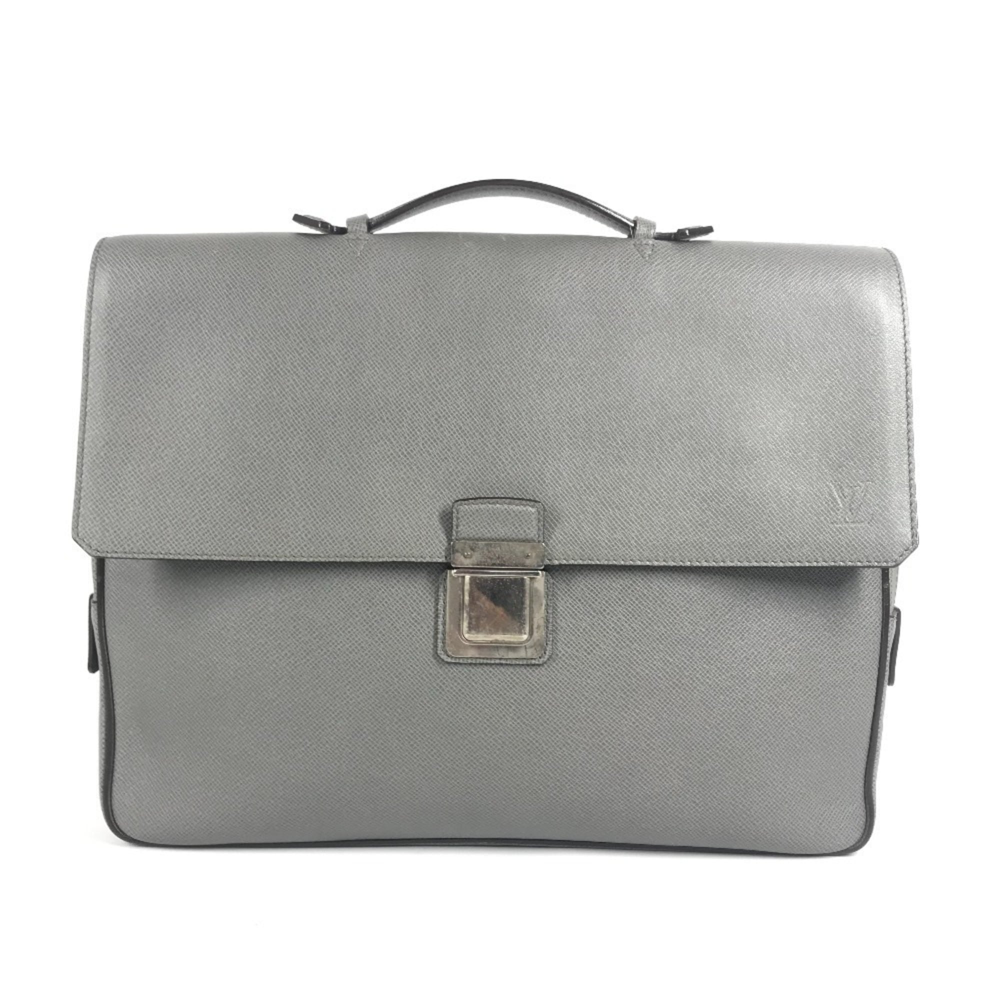 Louis Vuitton Glacier Gray Taiga Leather Briefcase Shoulder Bag